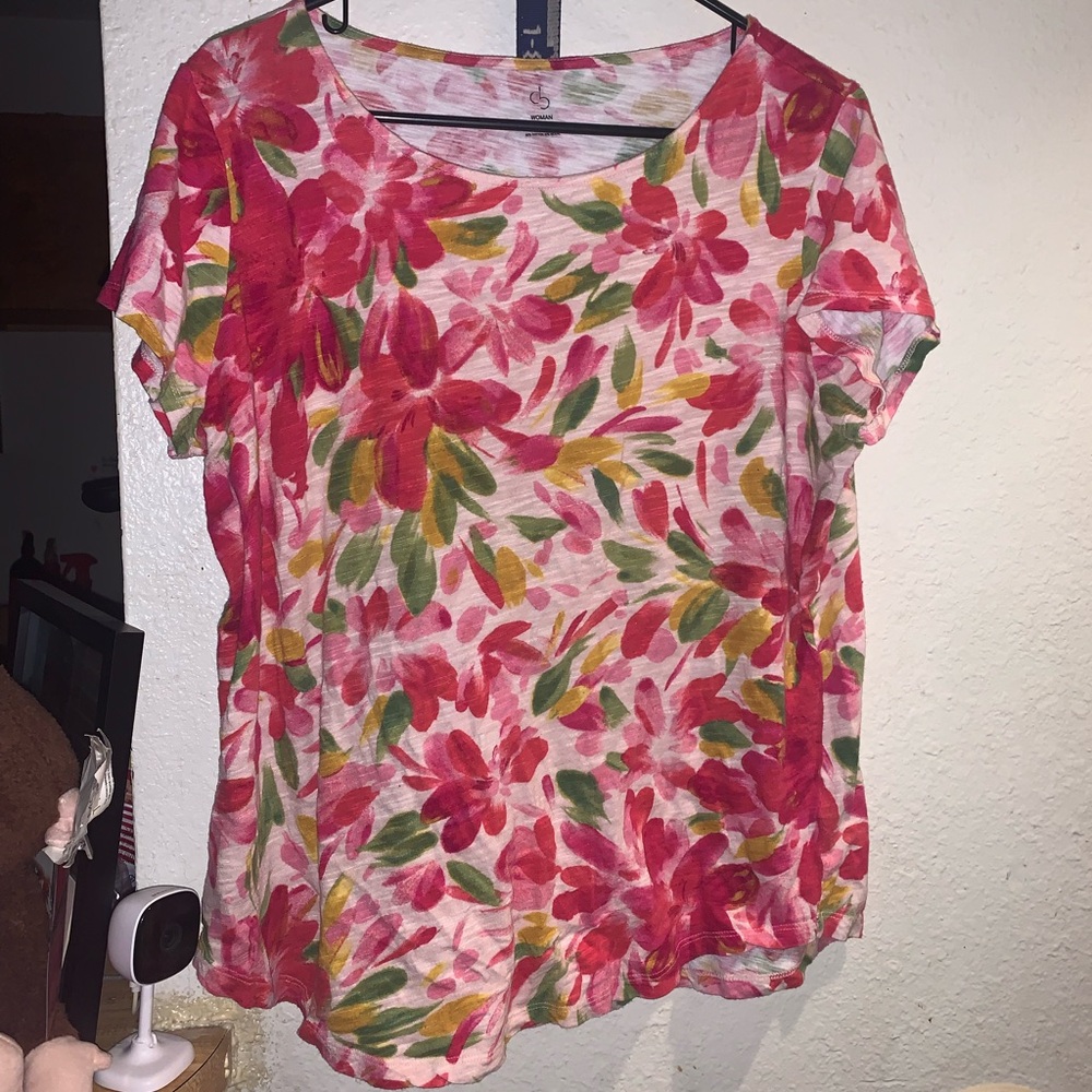 CB2 Floral Blouse - Red, Green, Yellow